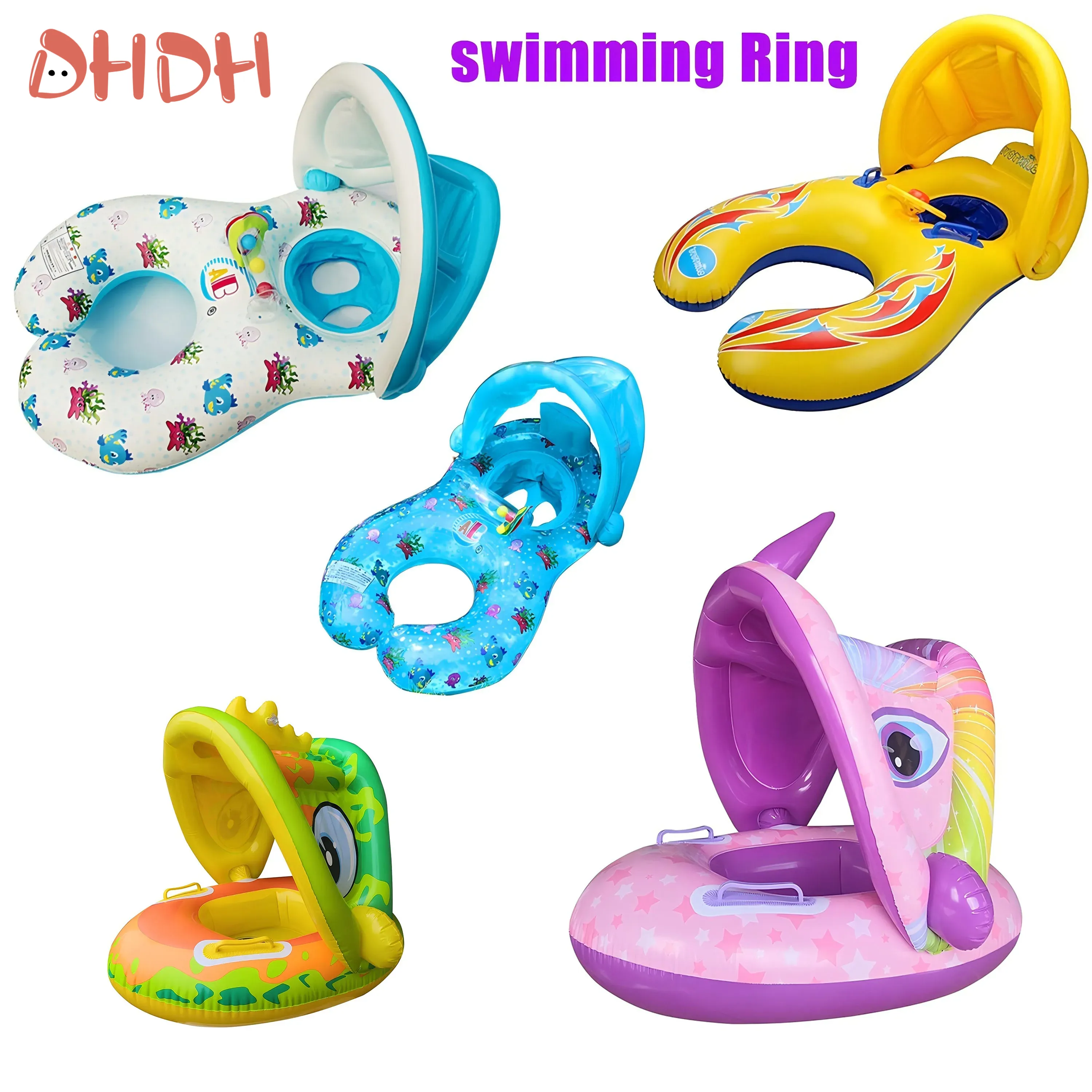 Pool Float Ring Inflatable - Güneşlikli Bebek Yüzme Simidi – Yeni